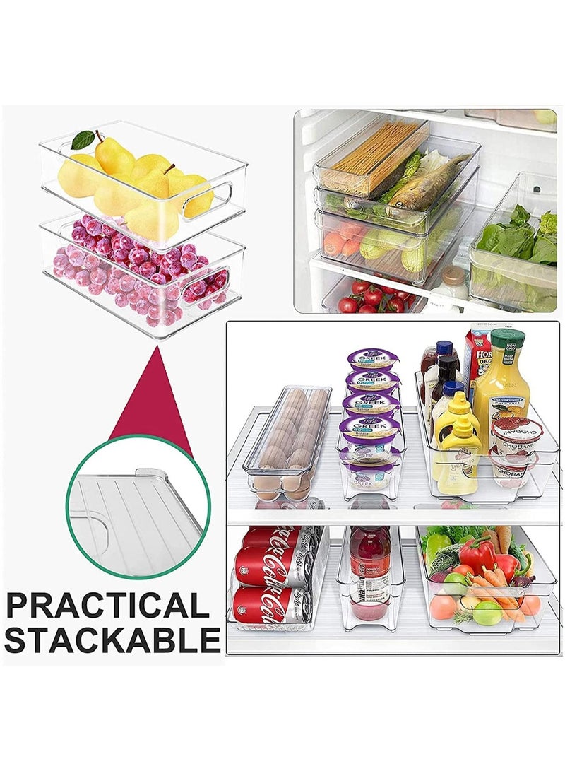 MileMelo 3-Piece Clear Stackable Pantry Food Storage Bins Fridge,Cabinet Kitchen Organization and Storage Fridge Organizers and Storage Clear  - Image 4