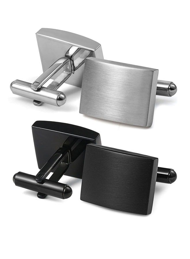 وهاواي 4 Pairs Cufflinks for Men Classic Cuff Links for Tuxedo Shirt Cufflinks Set for Wedding Groom Business Anniversary Birthday Father's Day Gifts Black Silver - Image 5