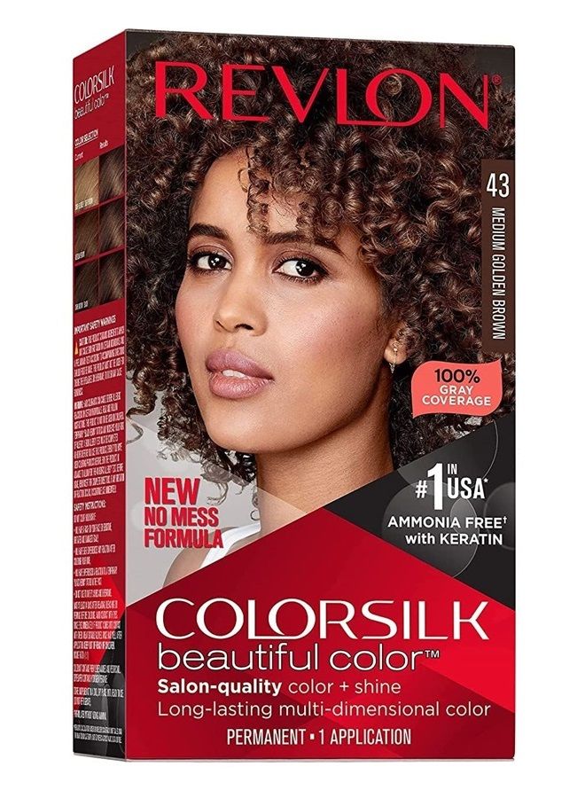 Revlon ColorSilk Hair Color [43] Medium Golden Brown 1 ea (Pack of 6) - Image 1