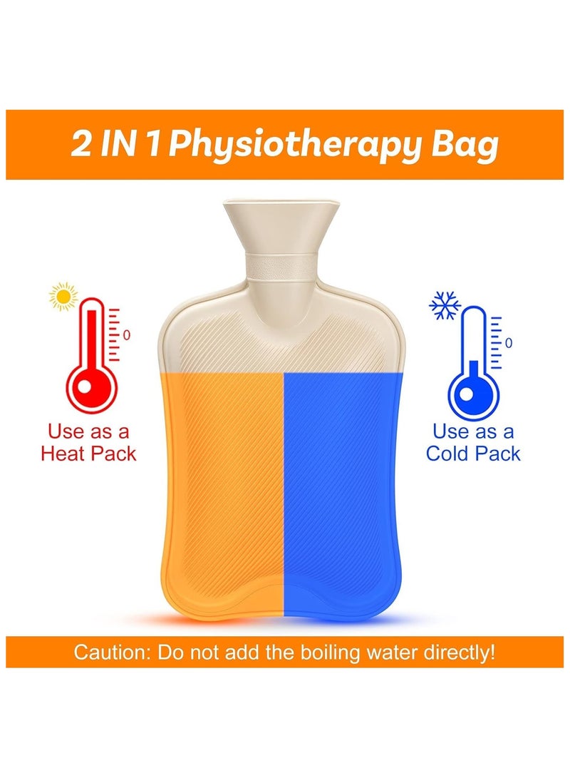 Arabest Hot Water Bottle with Soft Fleece Cover, 2L Hot Water Bag for Cold & Hot Therapy, Pain Relief, Back, Neck, Period Cramps (Beige) - Image 4
