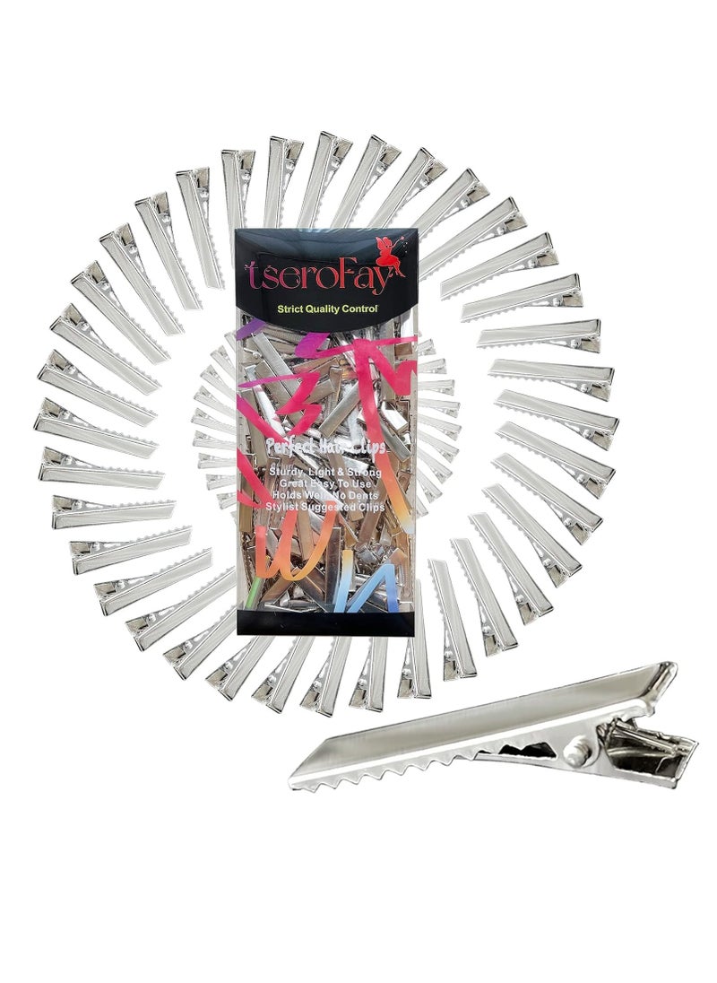TSE 120Pcs Alligator Hair Bows Clips for Crafts,(4.5cm/1.77") DIY Bow Clips Bulk, Gator Metal Clip, Hairdresser Clips for Bow Making, Large Plain Clips Supplies 1.77" Dreadlock Dreads Retwist  - Image 1