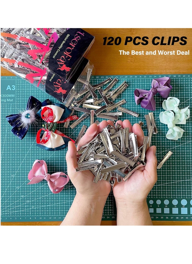TSE 120Pcs Alligator Hair Bows Clips for Crafts,(4.5cm/1.77") DIY Bow Clips Bulk, Gator Metal Clip, Hairdresser Clips for Bow Making, Large Plain Clips Supplies 1.77" Dreadlock Dreads Retwist  - Image 2