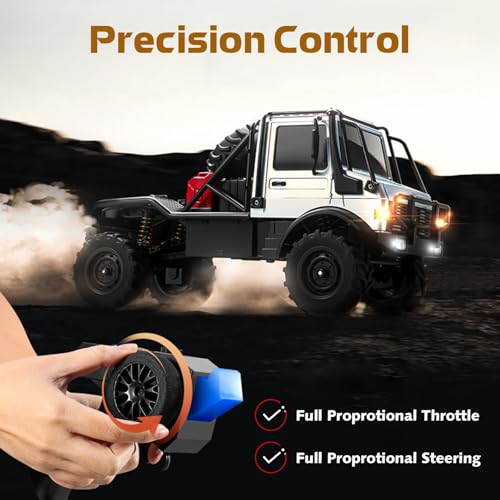 SVERTIBO 118 RC SemiTruck for Adults MN333 Unimog OffRoad RC Rock Crawler 4WD RC Truck RTR Transport Car Alloy Model for Hobby Toy Gifts Silver - Image 5