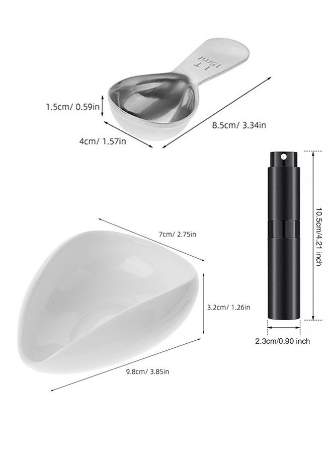 White Three-piece Coffee Bean Display Plate Set with Sprayer and Spoon for Multiple Scenes  - Image 2