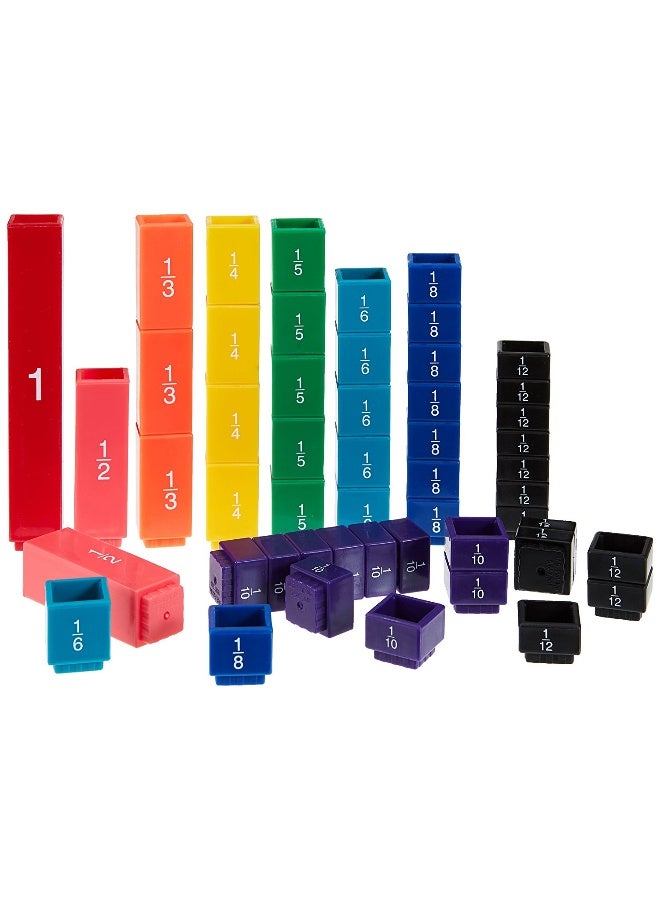 ليرننج ريسورسز مكعبات الكسور من Learning Resources، مجموعة من 51 قطعة مُرمَّزة بالألوان لتعليم الرياضيات، مكعبات متشابكة لتعلم الكسور عمليًا - Image 2