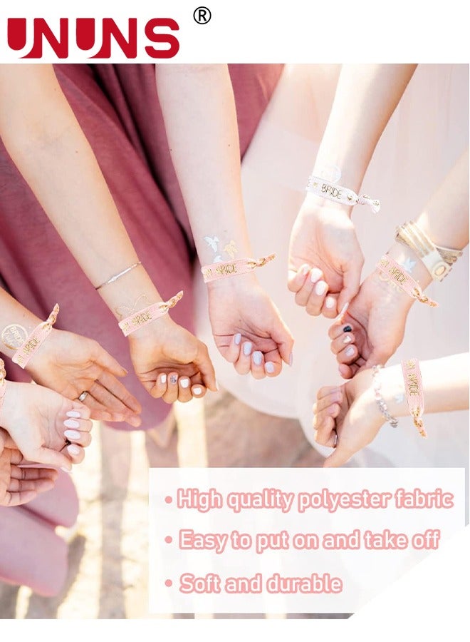 UNUNS مجموعة ديكورات حفلات توديع العزوبية، طقم العروس تو بي وشاح وحجاب أبيض، مجموعة ديكورات العروس الذهبية الوردية، لوازم استحمام الزفاف تتضمن وشاح الزفاف، تاج من حجر الراين، حجاب أبيض، ملصق - Image 4
