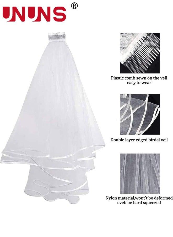 UNUNS مجموعة ديكورات حفلات توديع العزوبية، طقم العروس تو بي وشاح وحجاب أبيض، مجموعة ديكورات العروس الذهبية الوردية، لوازم استحمام الزفاف تتضمن وشاح الزفاف، تاج من حجر الراين، حجاب أبيض، ملصق - Image 2