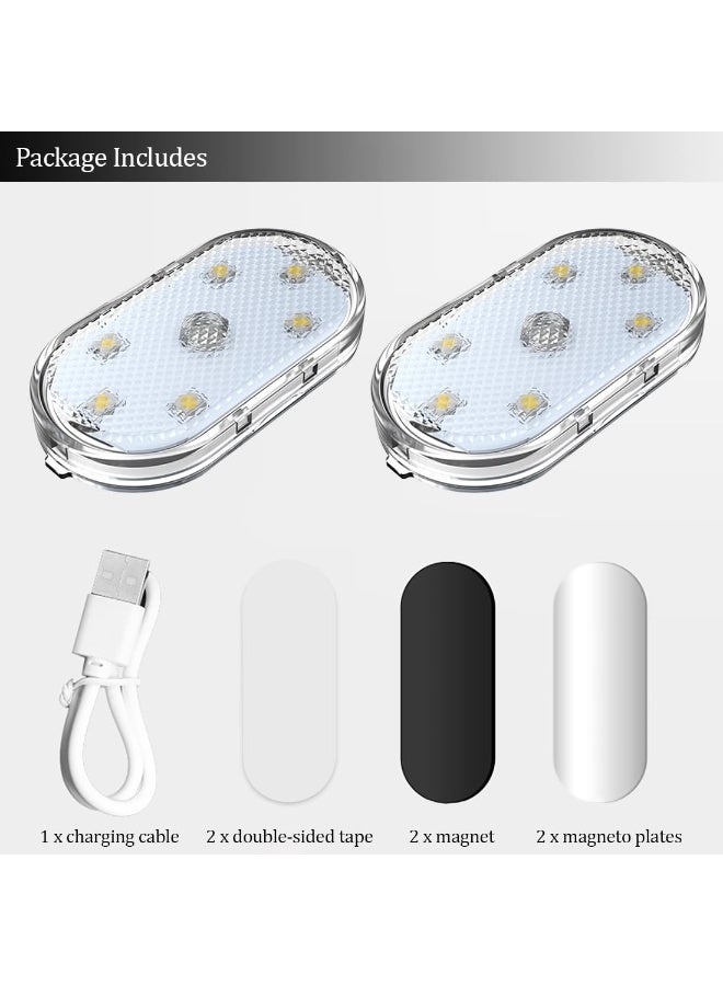 2 PCS Car Led Lights Interior,White Ambient Lighting Car Interior,USB Rechargeable Car Interior Reading Light,Portable Led Lights for Car - Image 5