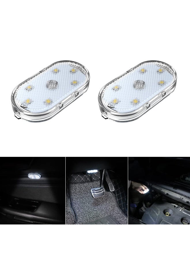 2 PCS Car Led Lights Interior,White Ambient Lighting Car Interior,USB Rechargeable Car Interior Reading Light,Portable Led Lights for Car - Image 1