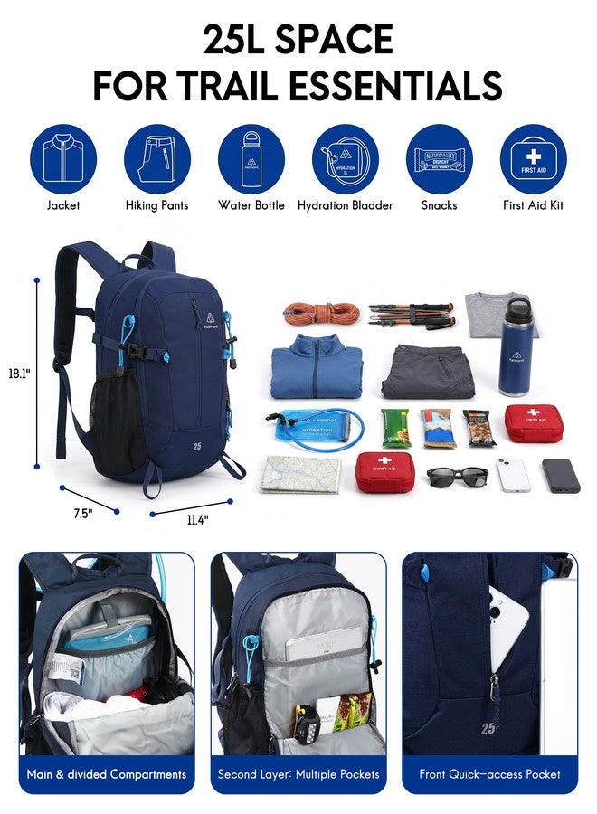 Haimont 25L Lightweight Hiking Daypack with Rain Cover, Navy Blue - Image 3