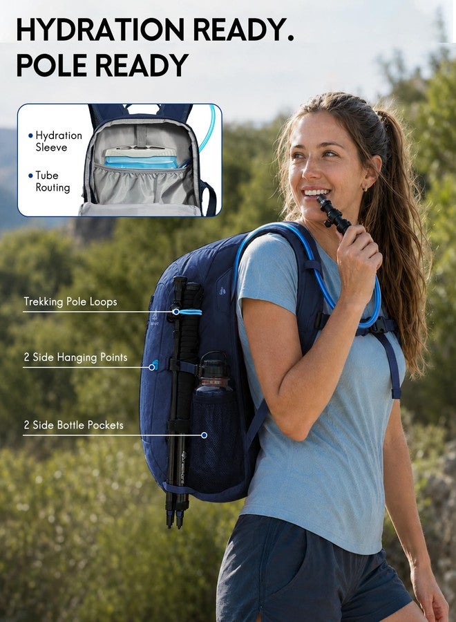Haimont 25L Lightweight Hiking Daypack with Rain Cover, Navy Blue - Image 5