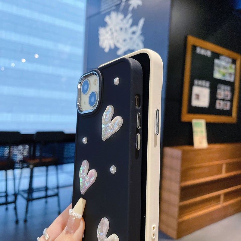 Suitable for Apple 17Promax Metal Frame Tpu Pearl Heart Phone Case Iphone7/16 Protective Cover - Image 4