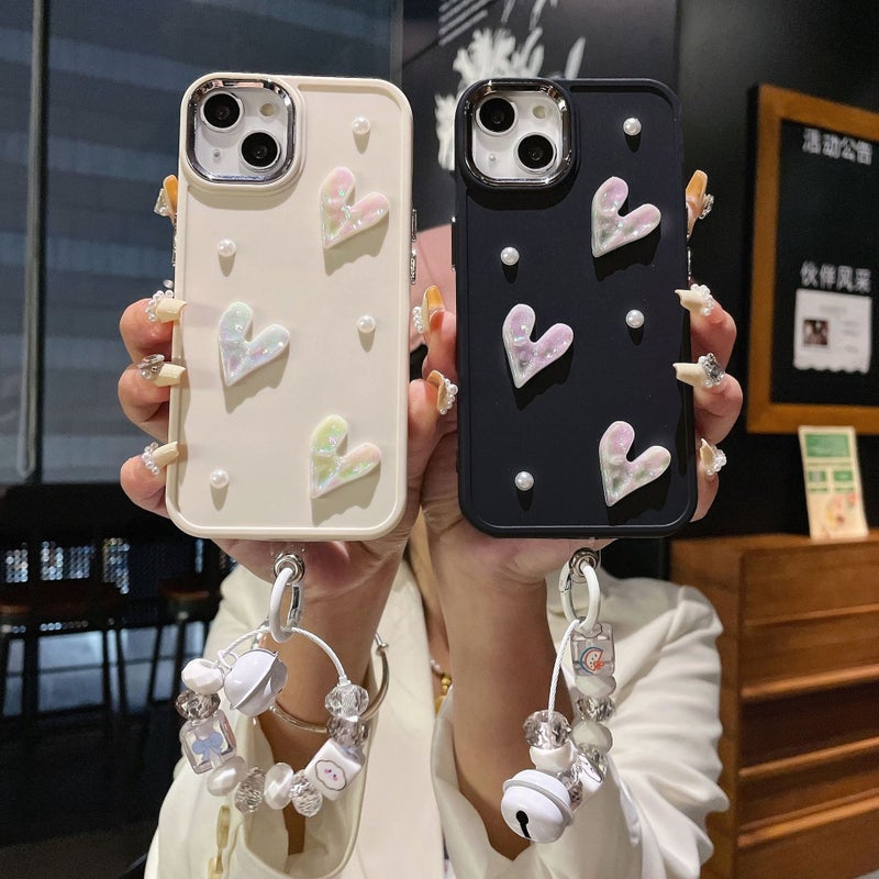 Suitable for Apple 17Promax Metal Frame Tpu Pearl Heart Phone Case Iphone7/16 Protective Cover - Image 2