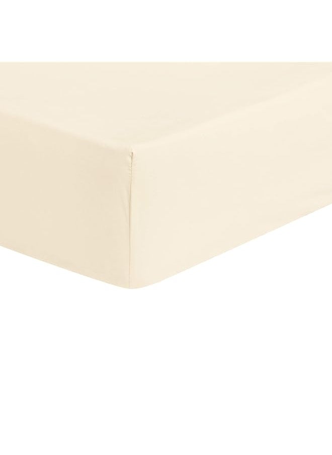 erorex Ultra Soft Fitted Sheet Breathable Easy To Wash Twin Xl Ivory  - Image 3