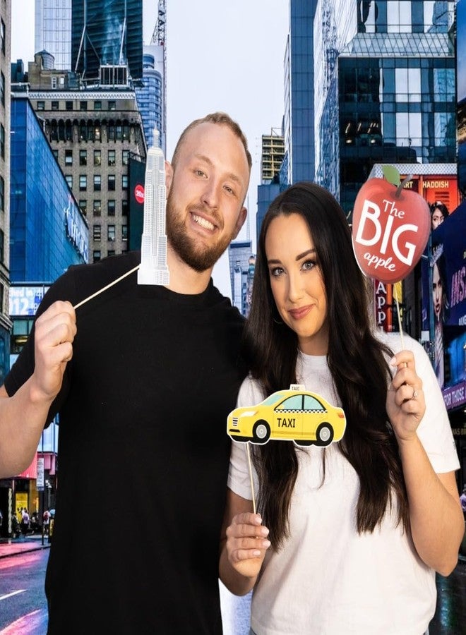 Outside The Booth New York Photo Booth Props - 41-pc Photo Booth Kit with 8 x 10-Inch Sign, 60 Adhesive Pads, 45 Sticks - NYC Props - New York Theme Decorations - Cityscape Photo Props - Image 4