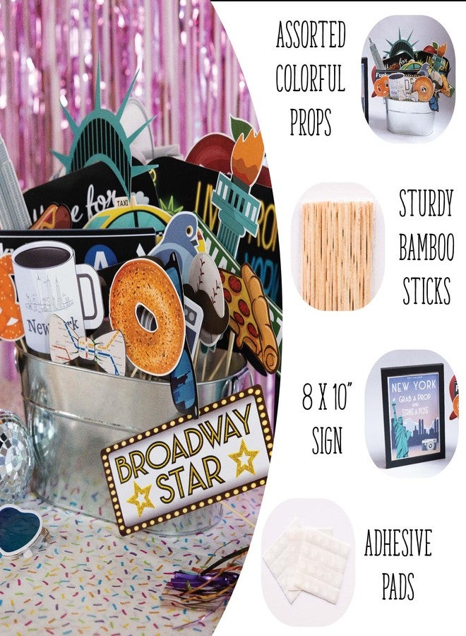 Outside The Booth New York Photo Booth Props - 41-pc Photo Booth Kit with 8 x 10-Inch Sign, 60 Adhesive Pads, 45 Sticks - NYC Props - New York Theme Decorations - Cityscape Photo Props - Image 2