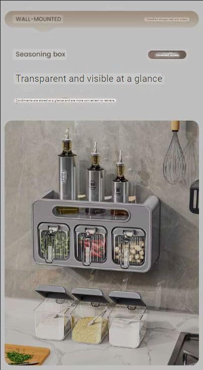 Azelf Wall Mount Spice Rack Organizer Set Spice Boxes Sugar Bowl Salt Shaker and Seasoning Container for Efficient Storage ggod stylish 3 spoon spice jar - Image 4