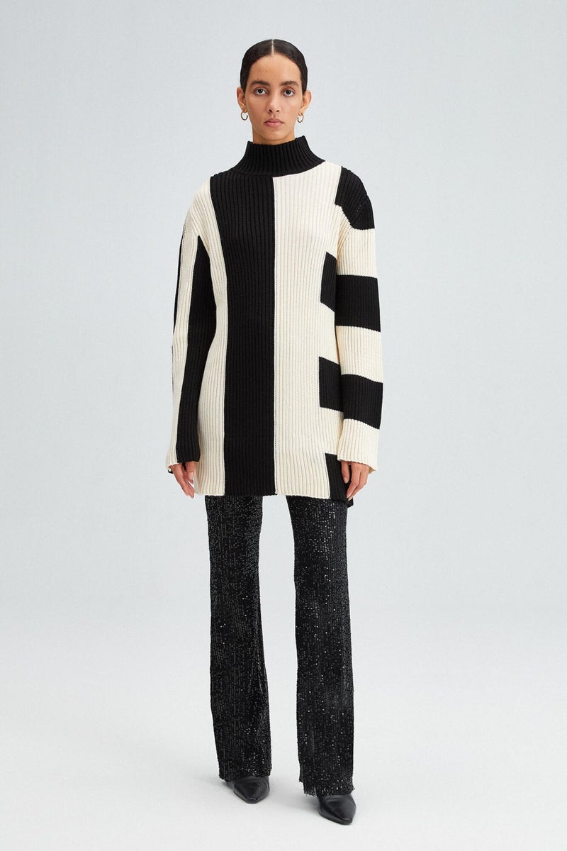 Touche Asymmetrical Striped Knitwear Sweater  - Image 3