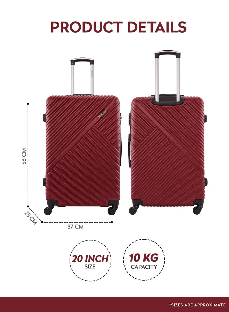 PARAJOHN Cabin Size Lightweight ABS Hardside Spinner Luggage Trolley -20 Inch | Carrying 10KG 4 Wheel Hardshell Suitcase-Burgundy