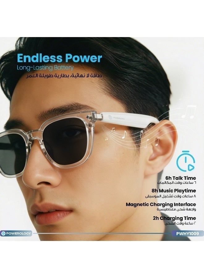 Powerology Smart Audio Sunglasses with UV Protection / Smart Touch Control / 8 Hours Play Time / Magnetic Charging / Bluetooth Version 5.4 / 15m Transmission Distance / Smart Sleep Mode / Auto-Pairing / Low Latency - Black - Image 3