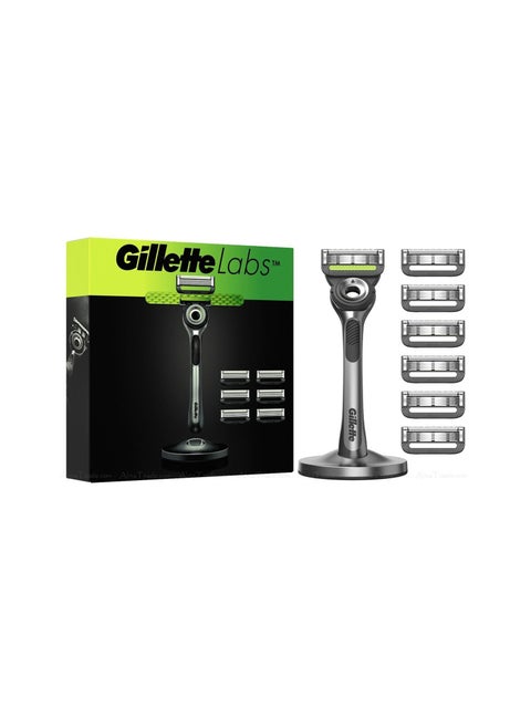 Gillette Labs Skin Shave Razor Razor Handle + 7 Blades Refill + Magnetic Stand