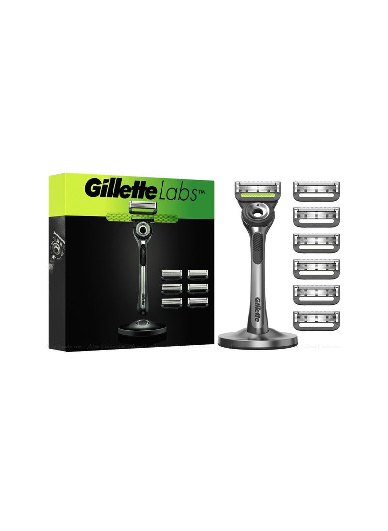 Gillette - Gillette Labs Skin Shave Razor Razor Handle + 7 Blades Refill + Magnetic Stand - Image 1