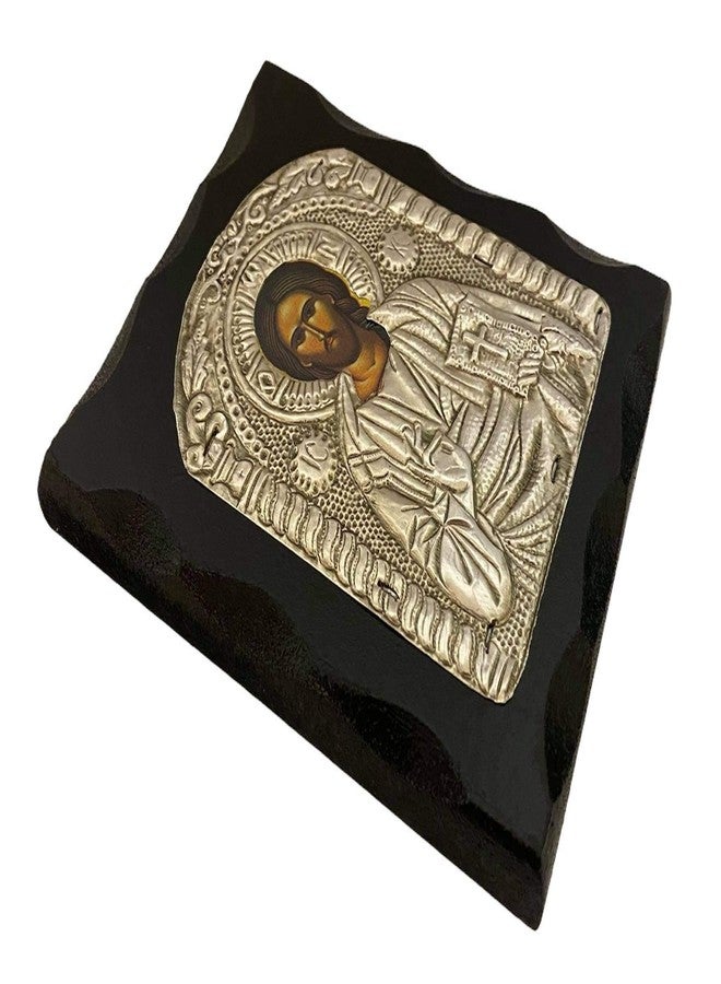 Mastic of Chios Christian Orthodox Solid Wood-Metallic icon of Jesus Christ Handmade From Greece (12 X 10 cm or 4.7 X 3.94 in) - Image 4