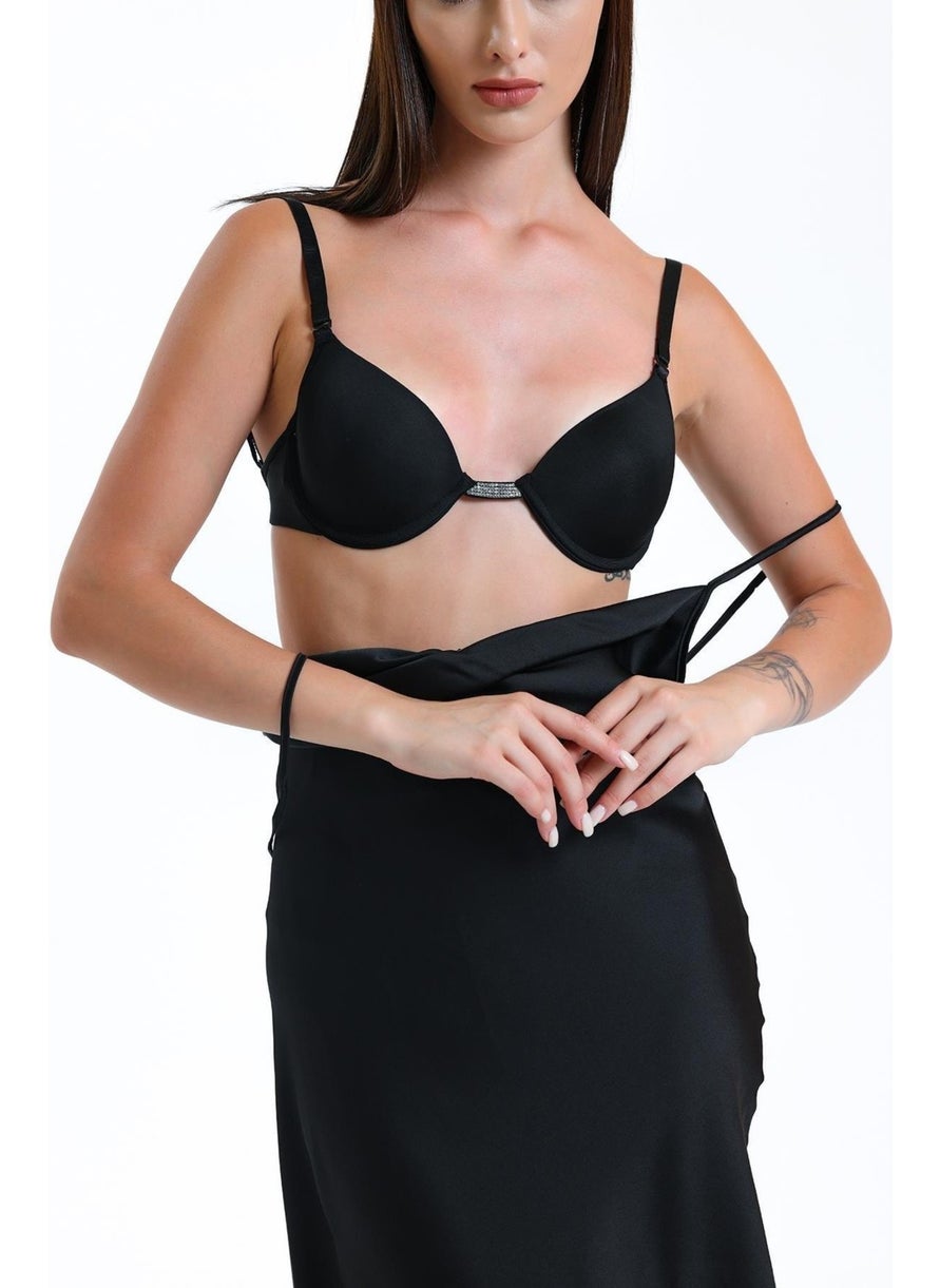 Magic Form 3095 Women's Stoned Low-Cut Padded Bra-Black  - Image 2