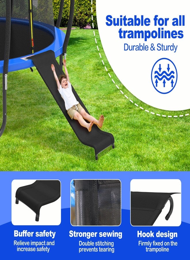 Polwkscas Universal Trampoline Slide with Buffer Region, Heavy Duty Steel Trampoline Accessory, for 8 10 12 14 15 16FT Trampoline, Ideal for Children or Kids to Climb up and Slide Down. (Black) - Image 2