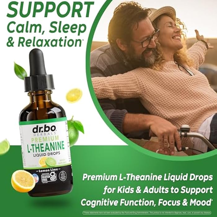 dr.bo L Theanine 200mg Liquid Drops - Natural Sleep Support & Focus Supplement for Kids & Adults - Vegan, Non-GMO, Gluten Free 200mg Pure L-Theanine Drops Liquid Supplements, Mood Ltheanine for Kids 2 FL Oz - Image 3