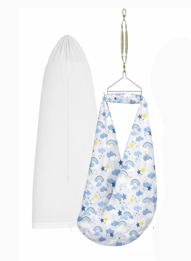 Happykid Baby Cradlé Set | Durable Cotton Cloth, Mosquito Net, Spring, Hanger Jhoola, Thottil (Blue) - Image 1