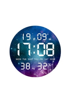 Home Elements HOME ELEMENTS Digital Wall Clock for Bedroom, Living Room Stylish with LED, USB Powered Wall Mounted, Tabletop Clock for Home Office with Day, Date, Tempreture Functions - 24.3x24.3cm (Universe)  - Image 1