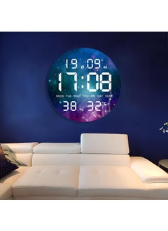 Home Elements HOME ELEMENTS Digital Wall Clock for Bedroom, Living Room Stylish with LED, USB Powered Wall Mounted, Tabletop Clock for Home Office with Day, Date, Tempreture Functions - 24.3x24.3cm (Universe)  - Image 2