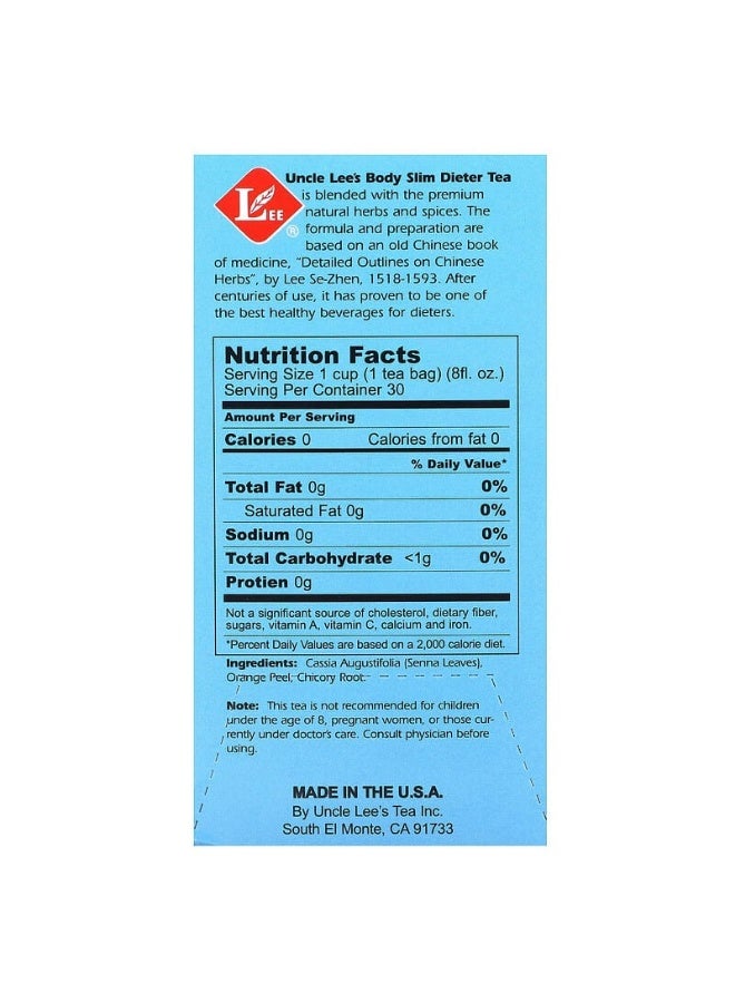 انكل ليز تي أنكل ليز تي‏, شاي النظام الغذائي لجسم رشيق، أصلي، خالٍ من الكافيين، 30 كيس شاي، 2.12 أونصة (60 جم) - Image 3