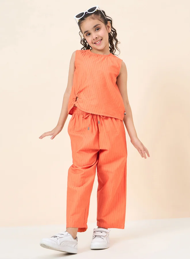 Stylo Bug Stylo Bug Solid Sleeveless Casual Top and Pants Set