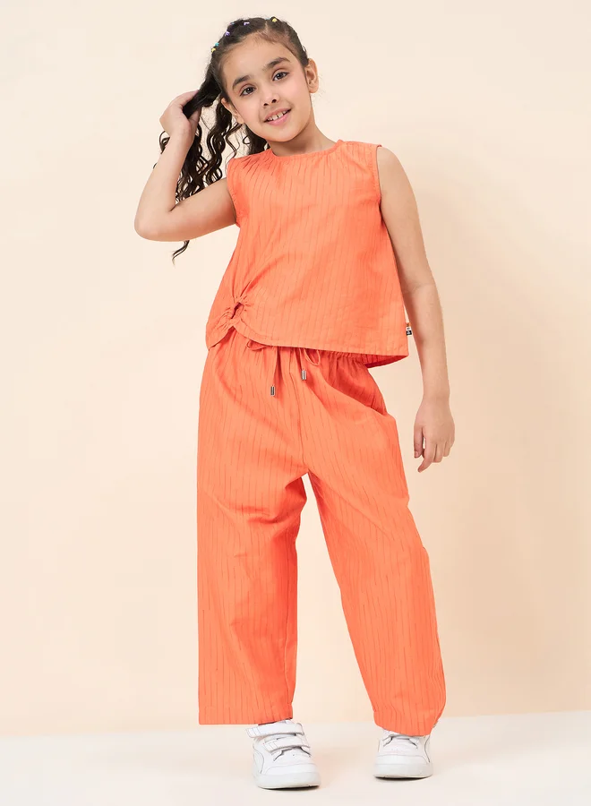 Stylo Bug Stylo Bug Solid Sleeveless Casual Top and Pants Set