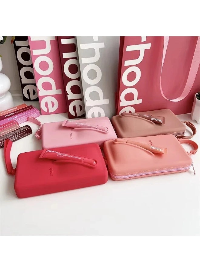 Rhode Pouch Bag with Adjustable Strap and Lip Gloss – Stylish, Compact, and Perfect for On-the-Go Beauty and Everyday Essential (LIGHT BROWN) - Image 3