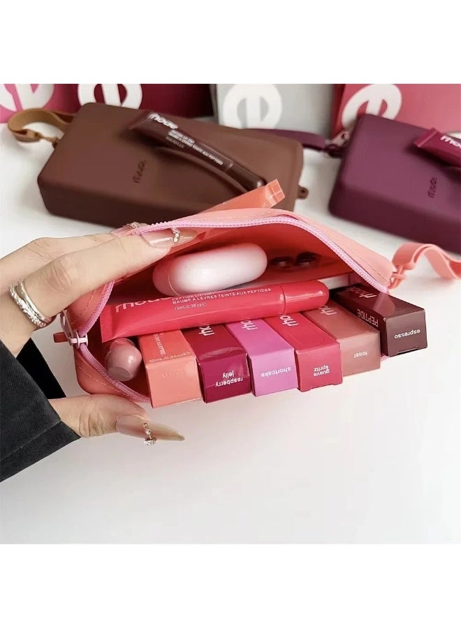 Rhode Pouch Bag with Adjustable Strap and Lip Gloss – Stylish, Compact, and Perfect for On-the-Go Beauty and Everyday Essential (LIGHT BROWN) - Image 2