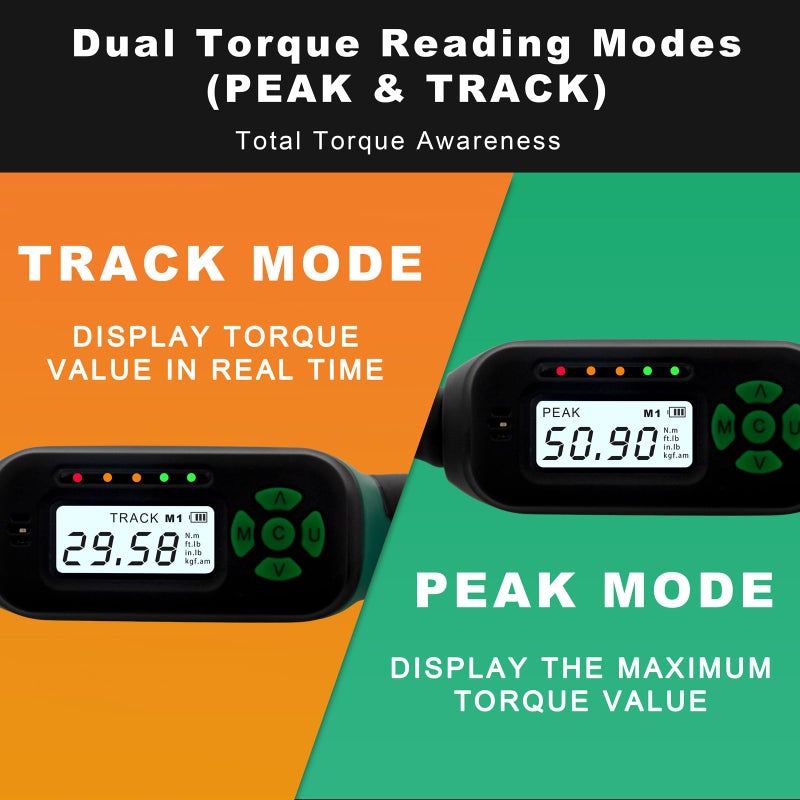AEROFORCE Professional Tools AEROFORCE Digital Torque Wrench - 3/8 Inch Drive Electric Torque Wrench (3-60Nm), Features Dual-Direction Ratchet, Â±2% Accuracy, Buzzer & LED Alerts, 4-Measurement Unit (Nm/lb.ft/in.lb/kgf.cm) - Image 5