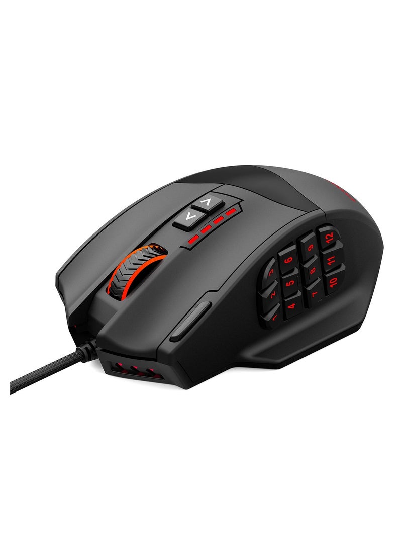 إي-يوسو ماوس الألعاب السلكي X-39 RGB، 19 زرًا، فأرة بصرية للألعاب قابلة للبرمجة، بدقة 16400 نقطة في البوصة Paw3327، للألعاب/المكتب - Image 1