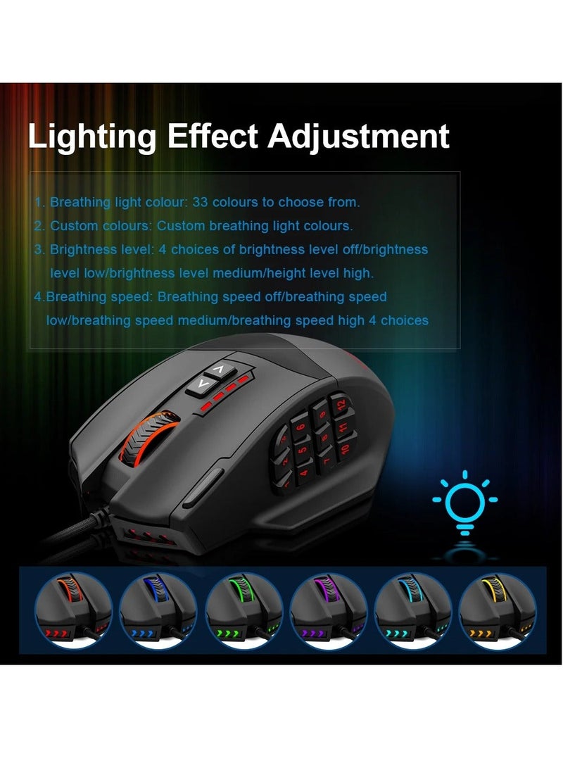 إي-يوسو ماوس الألعاب السلكي X-39 RGB، 19 زرًا، فأرة بصرية للألعاب قابلة للبرمجة، بدقة 16400 نقطة في البوصة Paw3327، للألعاب/المكتب - Image 3