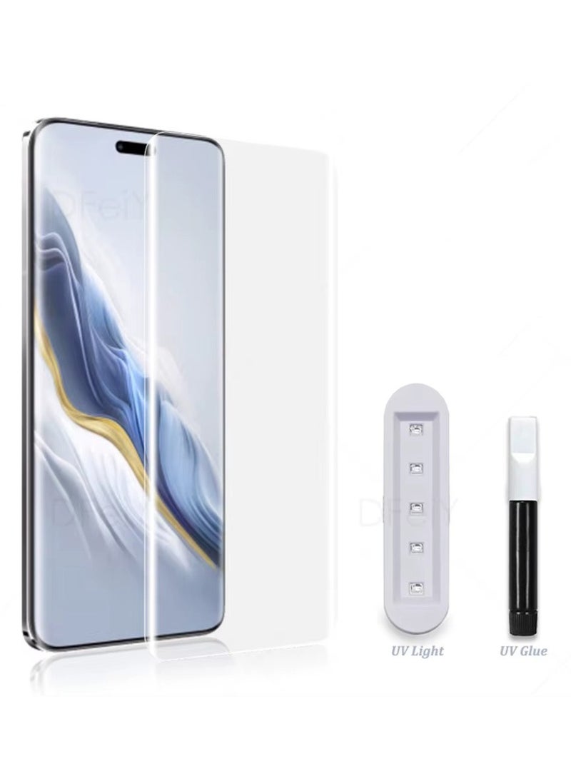 واقي شاشة Honor Magic 6 Pro 5G [زجاج مقوى مقاوم للأشعة فوق البنفسجية السائلة] لاصق كامل الشاشة [لمسة حساسة] [متوافق مع مستشعر بصمات الأصابع] شفاف عالي الدقة - Image 1