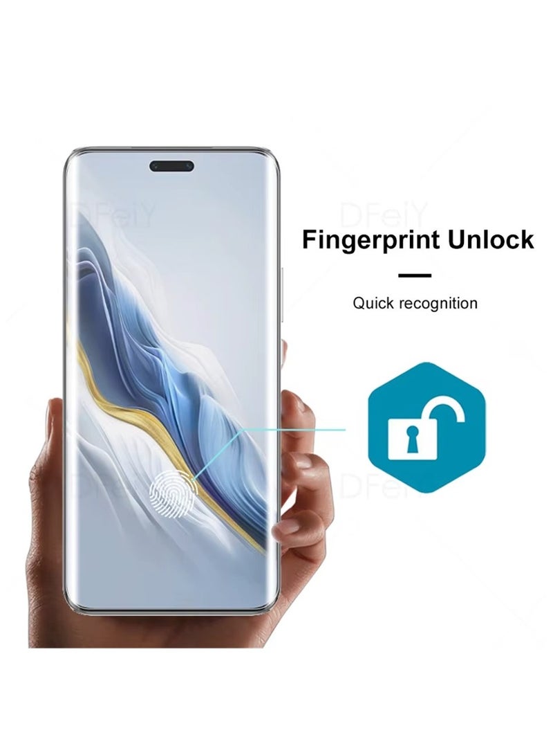 واقي شاشة Honor Magic 6 Pro 5G [زجاج مقوى مقاوم للأشعة فوق البنفسجية السائلة] لاصق كامل الشاشة [لمسة حساسة] [متوافق مع مستشعر بصمات الأصابع] شفاف عالي الدقة - Image 2