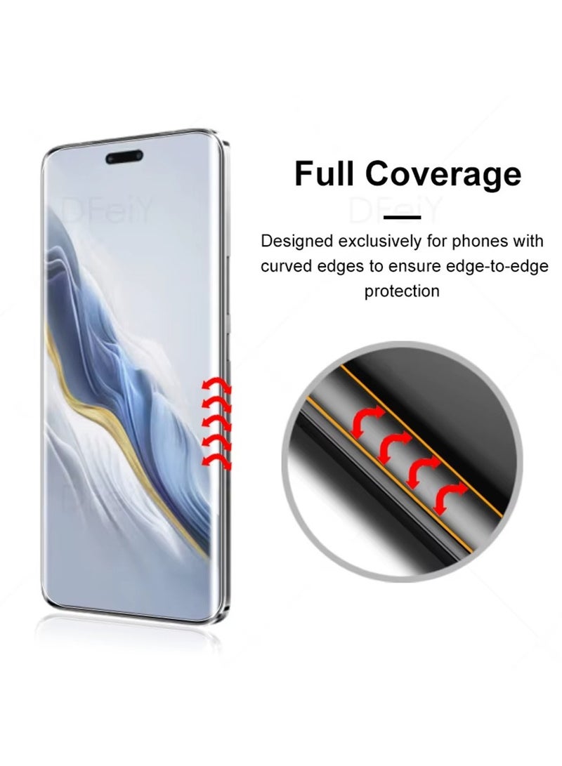 واقي شاشة Honor Magic 6 Pro 5G [زجاج مقوى مقاوم للأشعة فوق البنفسجية السائلة] لاصق كامل الشاشة [لمسة حساسة] [متوافق مع مستشعر بصمات الأصابع] شفاف عالي الدقة - Image 4