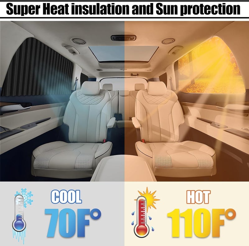 XCBYT Car Window Shades - 4 PCS 29.1 * 18.8 inches Car Window Covers 99% UV Glare Protection Car Curtains Keep Cooler Magnetic Side Window Sun Shade for Eating Breastfeeding Taking a nap Camping - Image 5