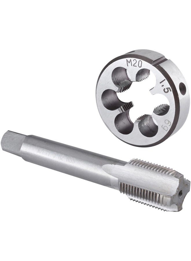 Burkit M20 X 1.5 Tap and Die Set, M20 x 1.5 Machine Thread Tap and Round Die Right Hand - Image 1