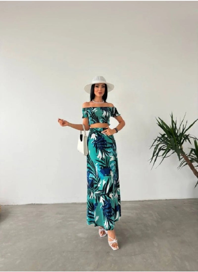 SoBe 2" Pcs SET Hoop Blouse Maxi Skirt Cotton Set.Made in Turkiye  - Image 2