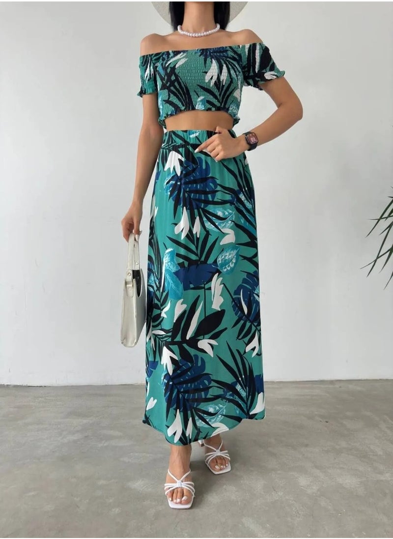 SoBe 2" Pcs SET Hoop Blouse Maxi Skirt Cotton Set.Made in Turkiye  - Image 5