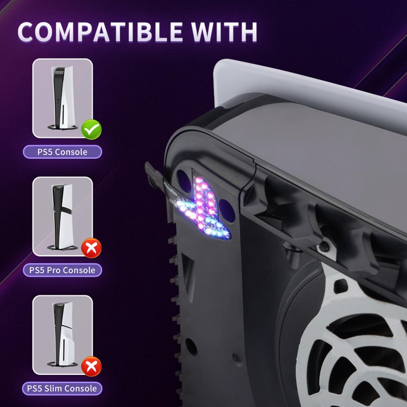 eXtremeRate 7 Colors 40 Effects RGB Rainbow Logo LED Kit for PS5 Console (2020 CFI-1 Series), Illuminated Lighting Decoration Logo LED Board for PS5 Disc & Digital Edition Console - Image 4