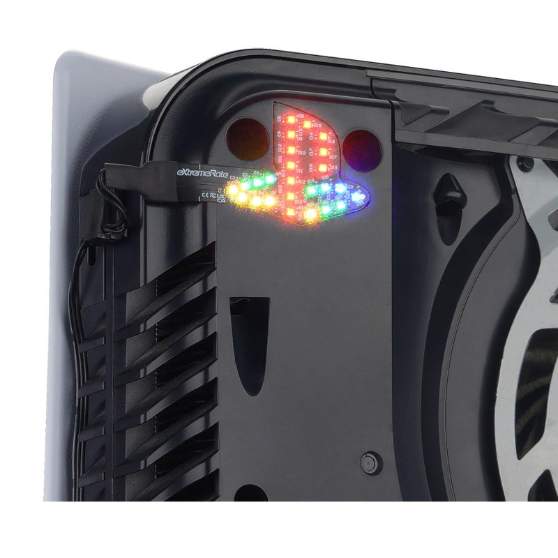 eXtremeRate 7 Colors 40 Effects RGB Rainbow Logo LED Kit for PS5 Console (2020 CFI-1 Series), Illuminated Lighting Decoration Logo LED Board for PS5 Disc & Digital Edition Console - Image 1